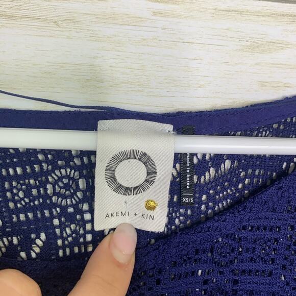 Anthropologie Akemi + Kin Britton Lace Top Blue - Picture 4 of 6